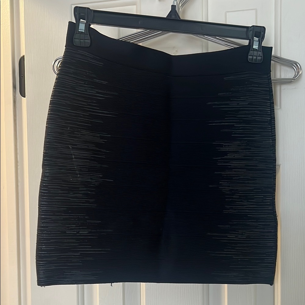 Guess Black Ribbed Mini Pencil Skirt